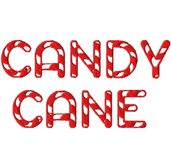 Candy Cane Machine Embroidery Font Sizes