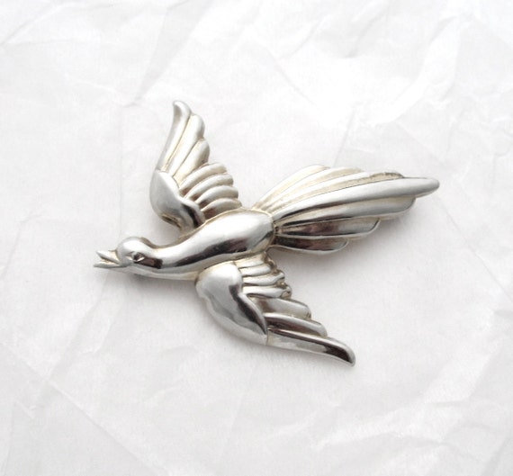 1940's Coro Sterling Bird Pin Brooch vintage by dstefanTreasures