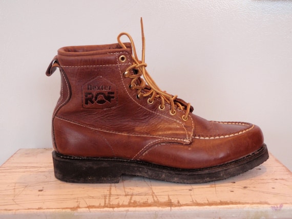 Vintage Dexter Brown Leather Boots/ Laceup Boots/ Camp