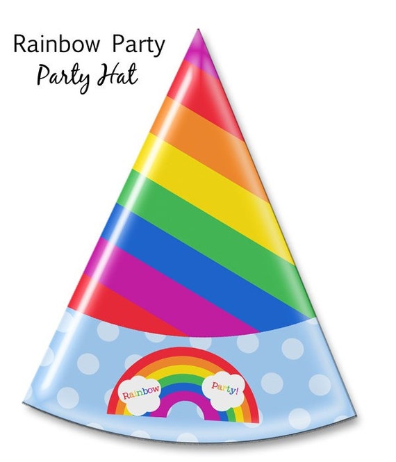  Rainbow Party Birthday Party Hat DIY Party Printables