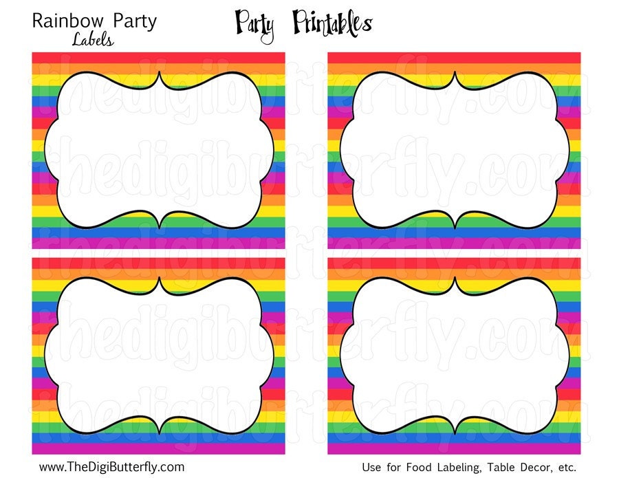  Rainbow  Party Party Labels DIY Party Printables  INSTANT