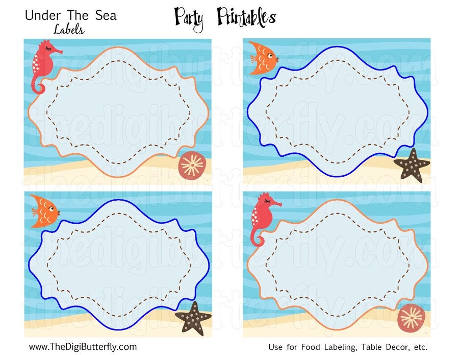 under the sea party party labels diy party printables