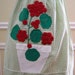 Vintage GERANIUMS Gingham Apron with Appliqued and Embroidered Red Geraniums Green and White Gingham - Summer - Cooking - Gardener