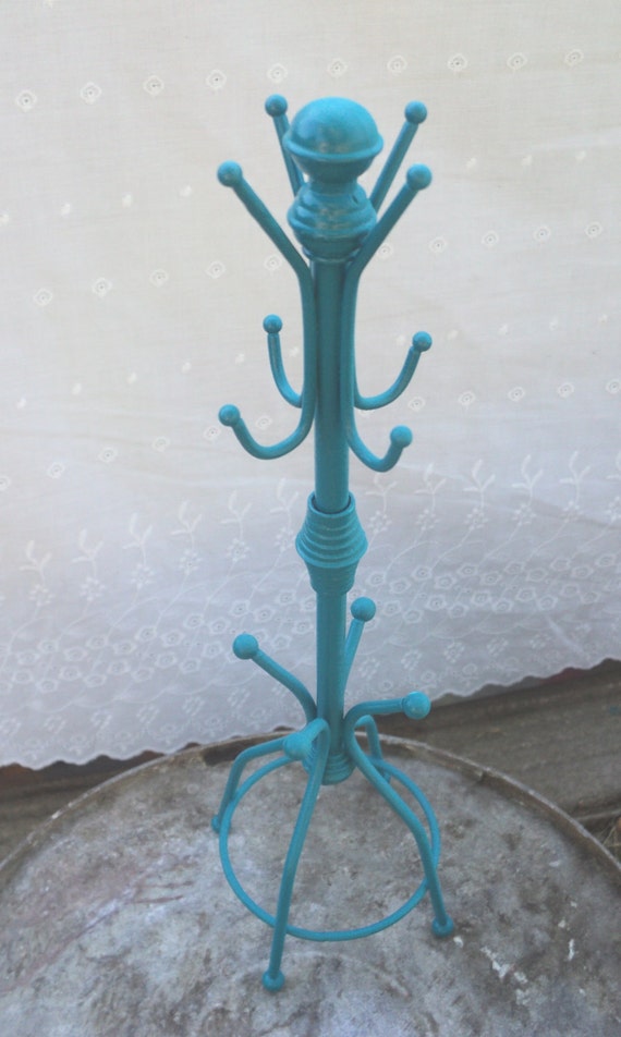 Peacock Blue Coat Rack Jewerly Holder Metal