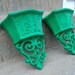 Kelly Green Ornate Wall Sconces/Planters Set