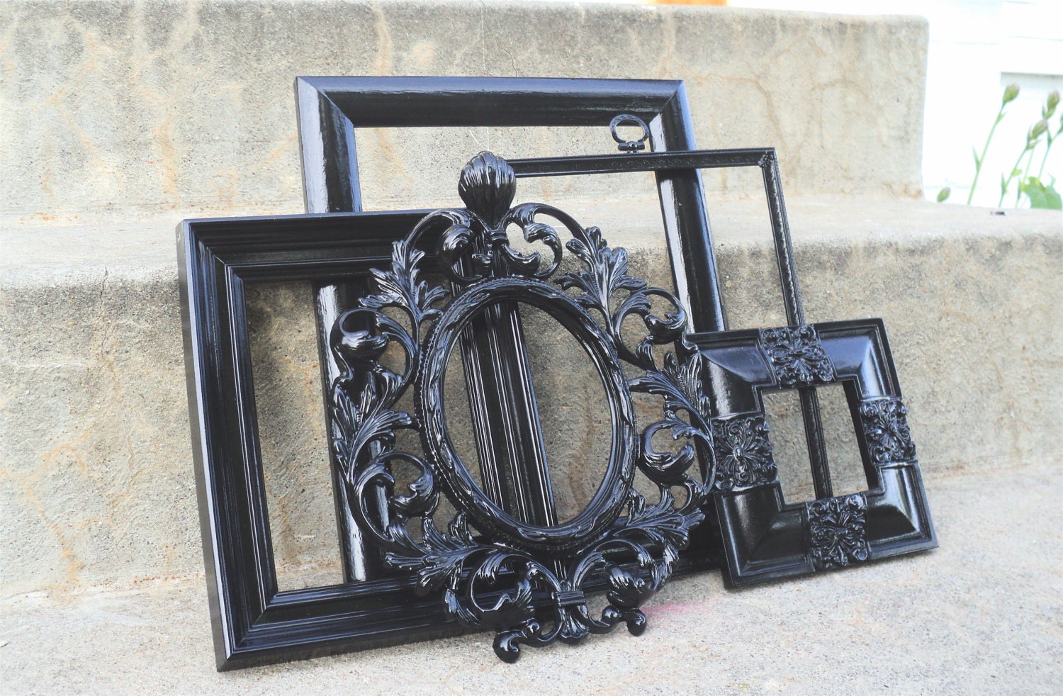 Black Ornate Picture Frame Set by melissap6908 on Etsy