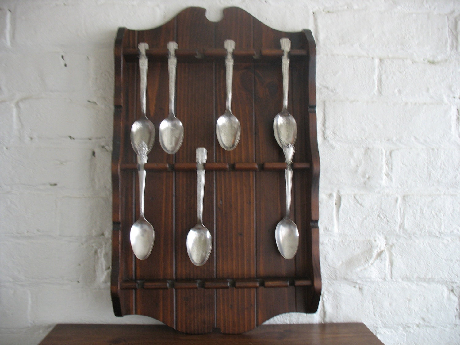 Vintage Spoon Rack/Jewelry Hanger Wood 1970's