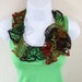Ruffle scarf handmade crochet lace and soft green brown black red scarf for spring and summer