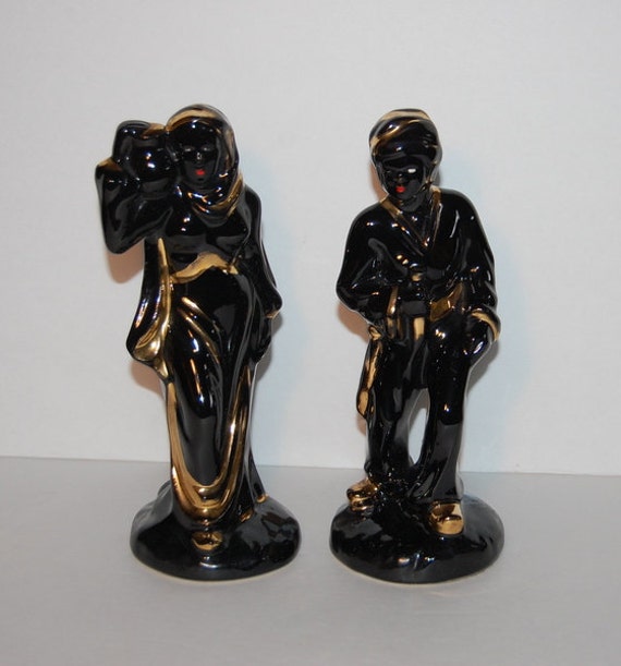 Vintage Blackamoor Nubian Ceramic Figurines