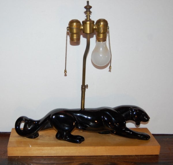 Reserved Vintage Panther Lamp with Leopard Shade Rare