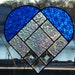 Sale 25% off Stained glass heart blue stained glass panel window stained glass window panel window hanging suncatcher Valentines day