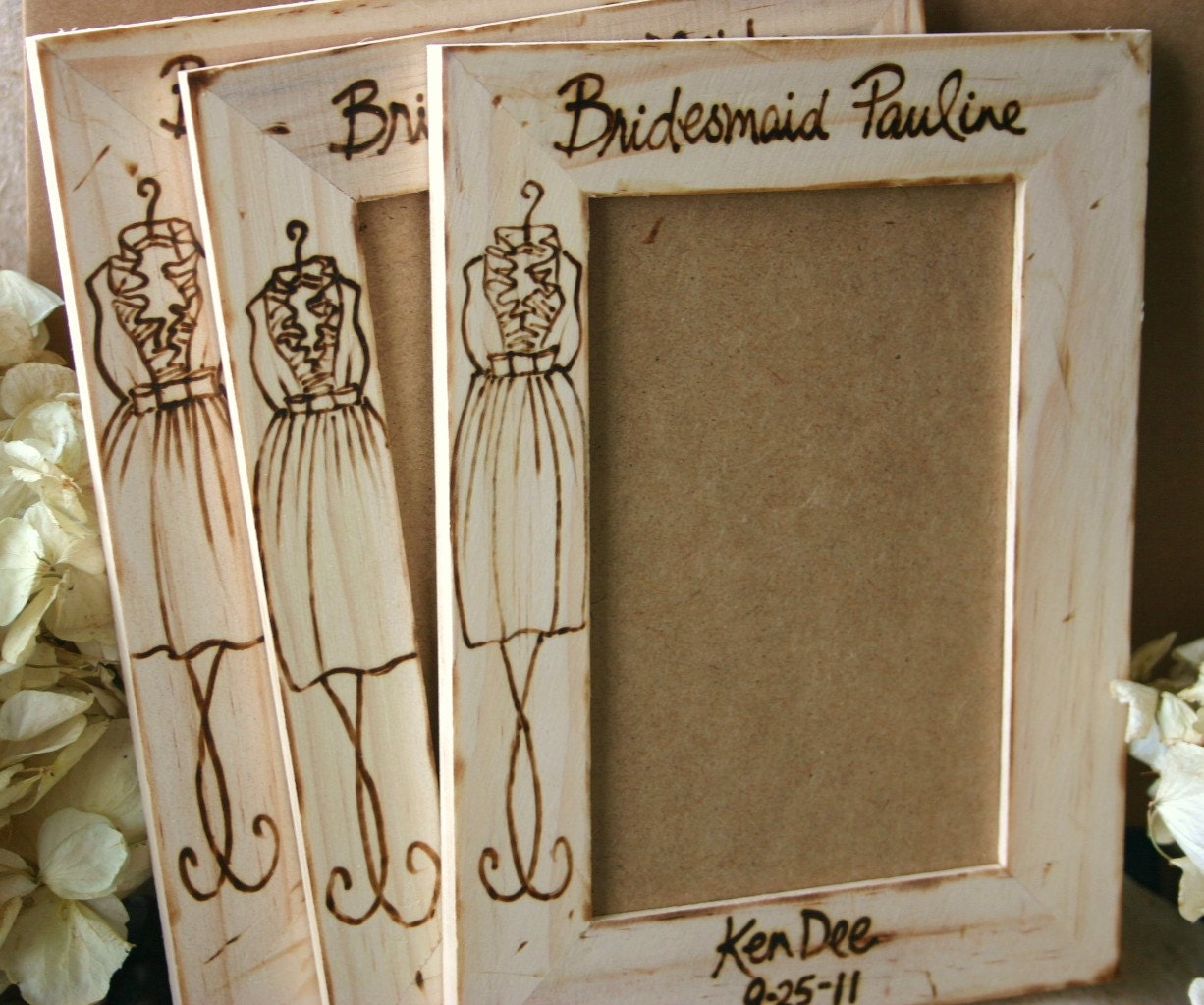 Gifts for Bridesmaid Personalized Frames SET of 3 with yoru