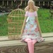 Pretty fabric doll in blue pink rose dress,blonde in Tilda style,cloth doll,art doll ,cute stuffed doll, rag doll - gift for girls