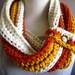 Chunky Bulky Button Crochet Cowl: Off White, Burnt Orange and Golden Yellow with Button Accent
