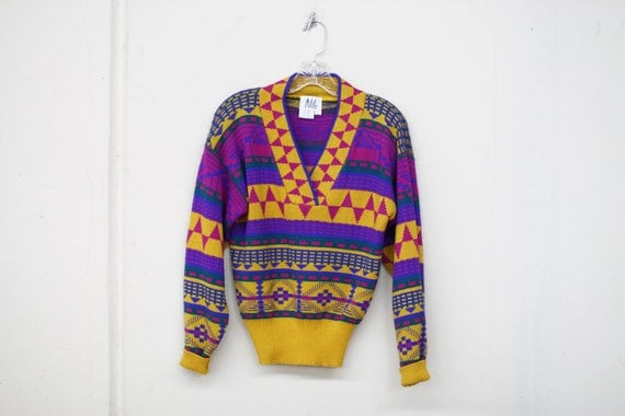 80's Graphic Slouch Sweater by Hippieindisguise on Etsy
