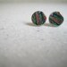 Unique Earrings Small Tree Bark Paper Light Blue Button Jewelry