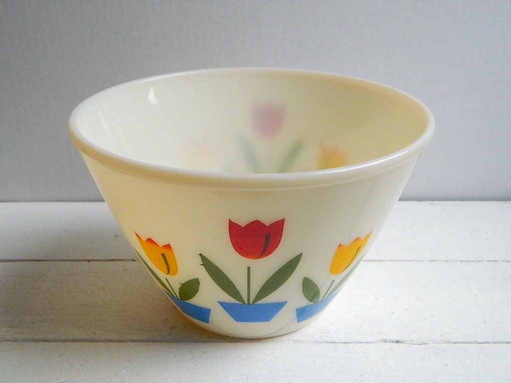 Vintage Large Fire King Tulip Bowl 4 QT