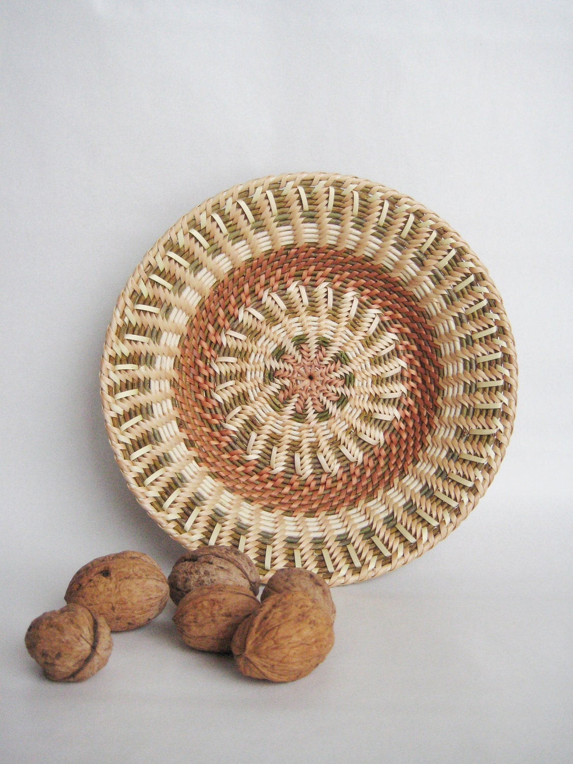 Woven plate Rustic interior home decor. Eco friendly gift.