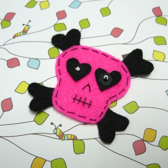 Items similar to 1pc - Pink Skull Felt Applique - 55x60mm - made to ...