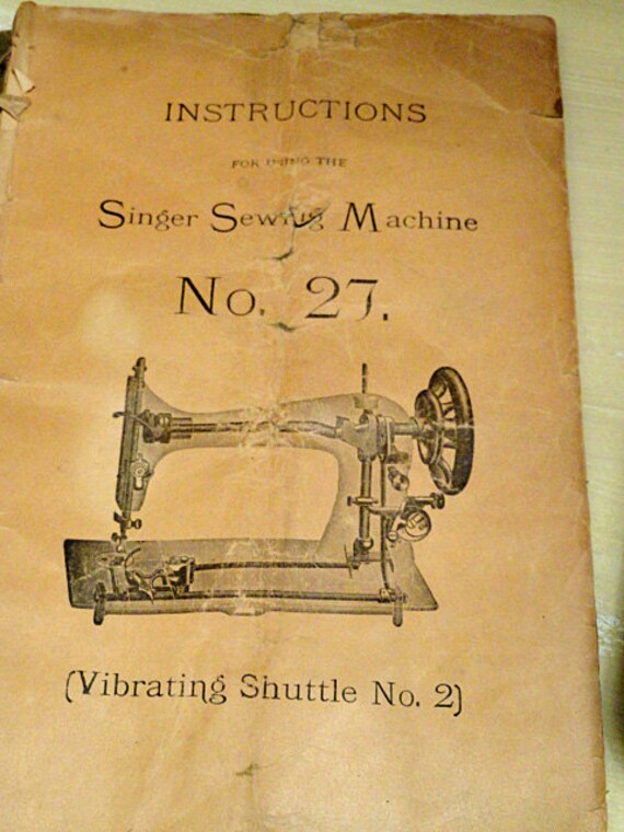 Items similar to 1901 Singer Sewing Machine Manual For Model 27 on Etsy