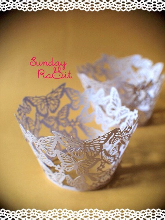 Items similar to Pale Purple Butterfly Lace Cupcake Wrappers (12) on Etsy