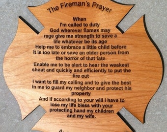 prayer fireman firefighter poem cross inch personalized gift shipping maltese