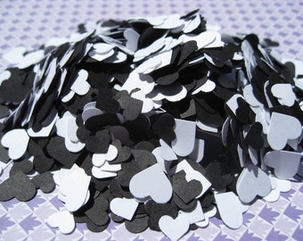 Over 2000 Mini Confetti Hearts. Black & White. Weddings, Showers, Decorations. ANY COLOR Available.