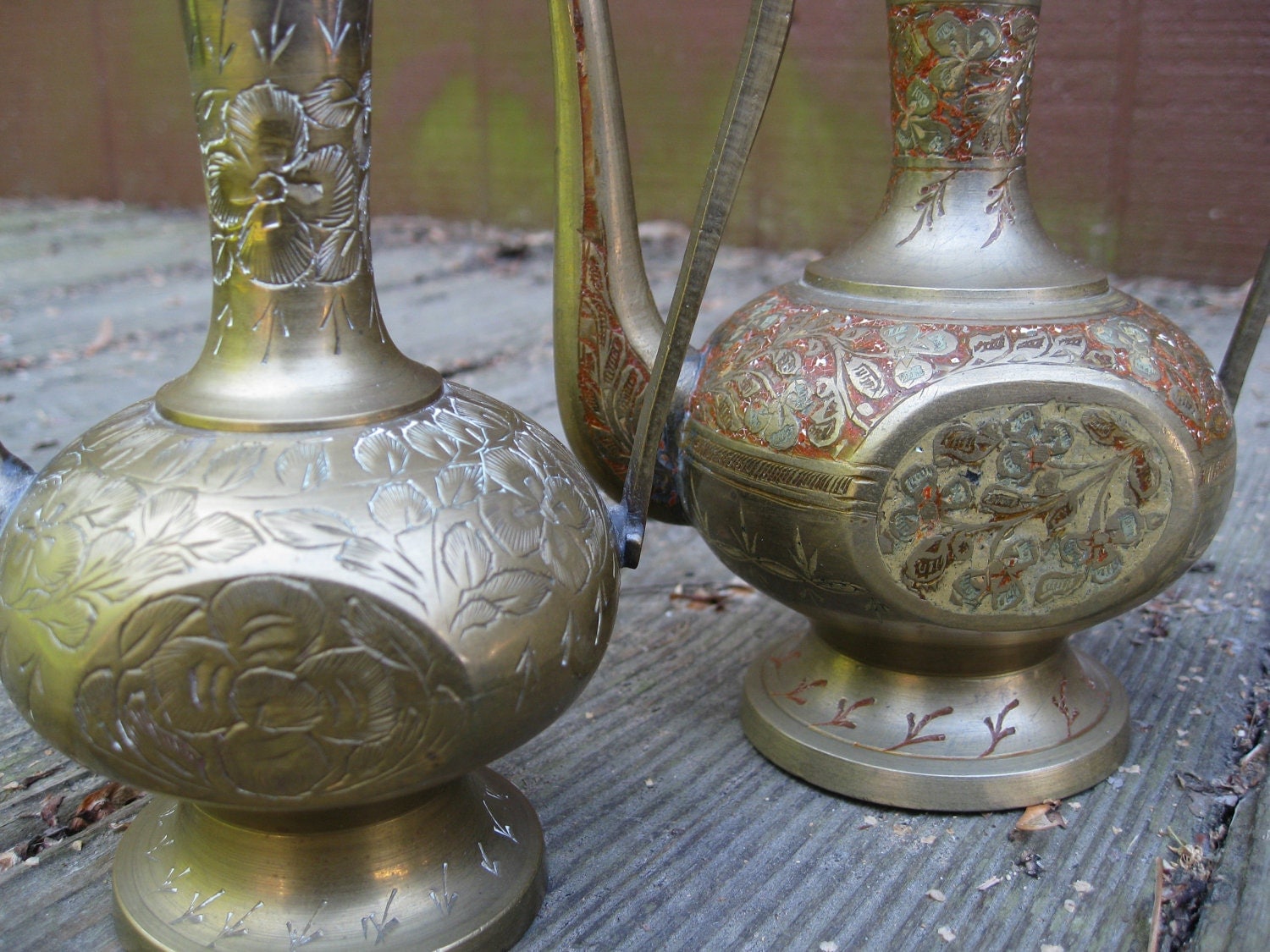 Vintage Brass Pitchers Made In India Set of 2. Serving