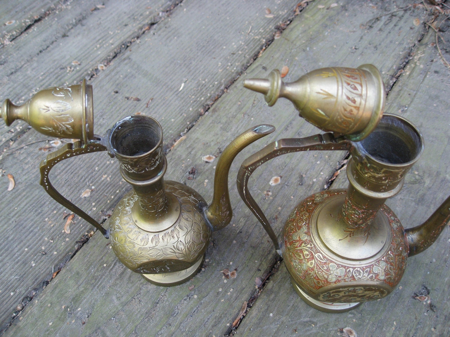 Vintage Brass Pitchers Made In India Set of 2. Serving