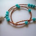 Robin egg blue dyed Jade, feather, and rustic gold seed bead Necklace - Excellent Value