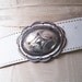 Vintage 90s White Leather Studded Belt -Western Cowgirl - Cowhide - Made in USA - size 30