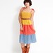 Vintage 70s Floral Smocked Dress - Hippie Boho Red Yellow Blue Sun Dress - Spring Summer Fashion