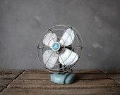 Small Vintage Blue & Silver Wizard Fan