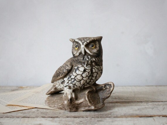 Items similar to Vintage Ceramic Owl Statue on Etsy