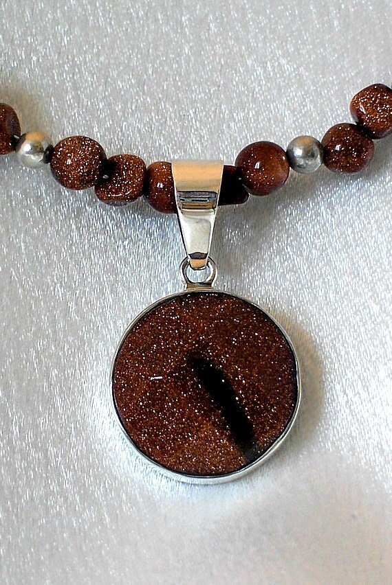 Items similar to SALE Goldstone Necklace - Sterling Silver Jewelry