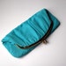 Vintage 50s Purse. Clutch . Fold Over. Gold Tone Clasp. Teal Turquoise Blue Chiffon. Mel Ton