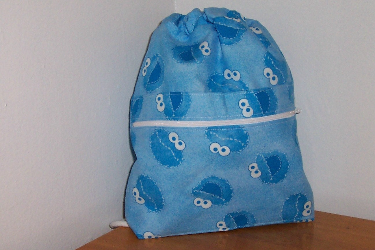 Sesame Street Cookie Monster Drawstring Backpack by shejalsdesign