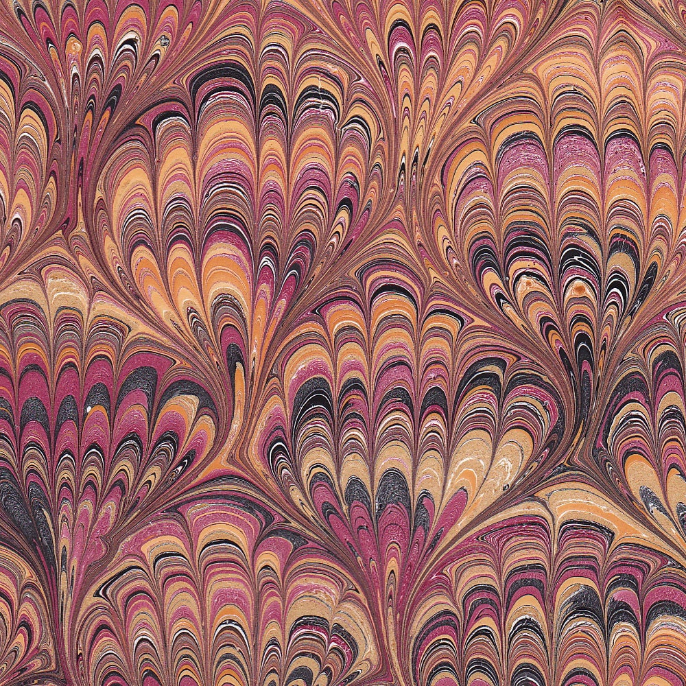 Marbled paper handmade paper for bookbinding antique rose