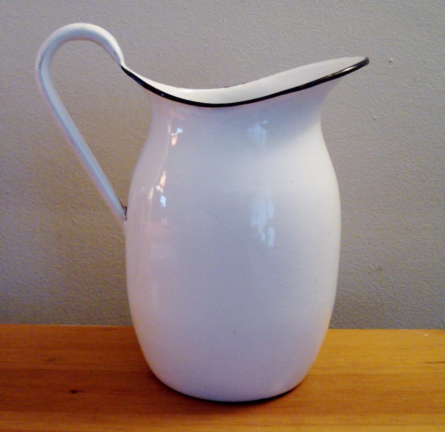 Vintage White Enamel Pitcher 3