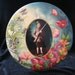 RARE Large Antique Celluloid PHOTO Tin Button WW1 Soldier Memorial Art Nouveau Florals