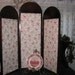 Victorian Mahogany 3 Paneled Screen Vintage Paper Lining