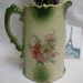 Cottage Chic Vintage Cabbage Roses Green and Pink Large Pitcher