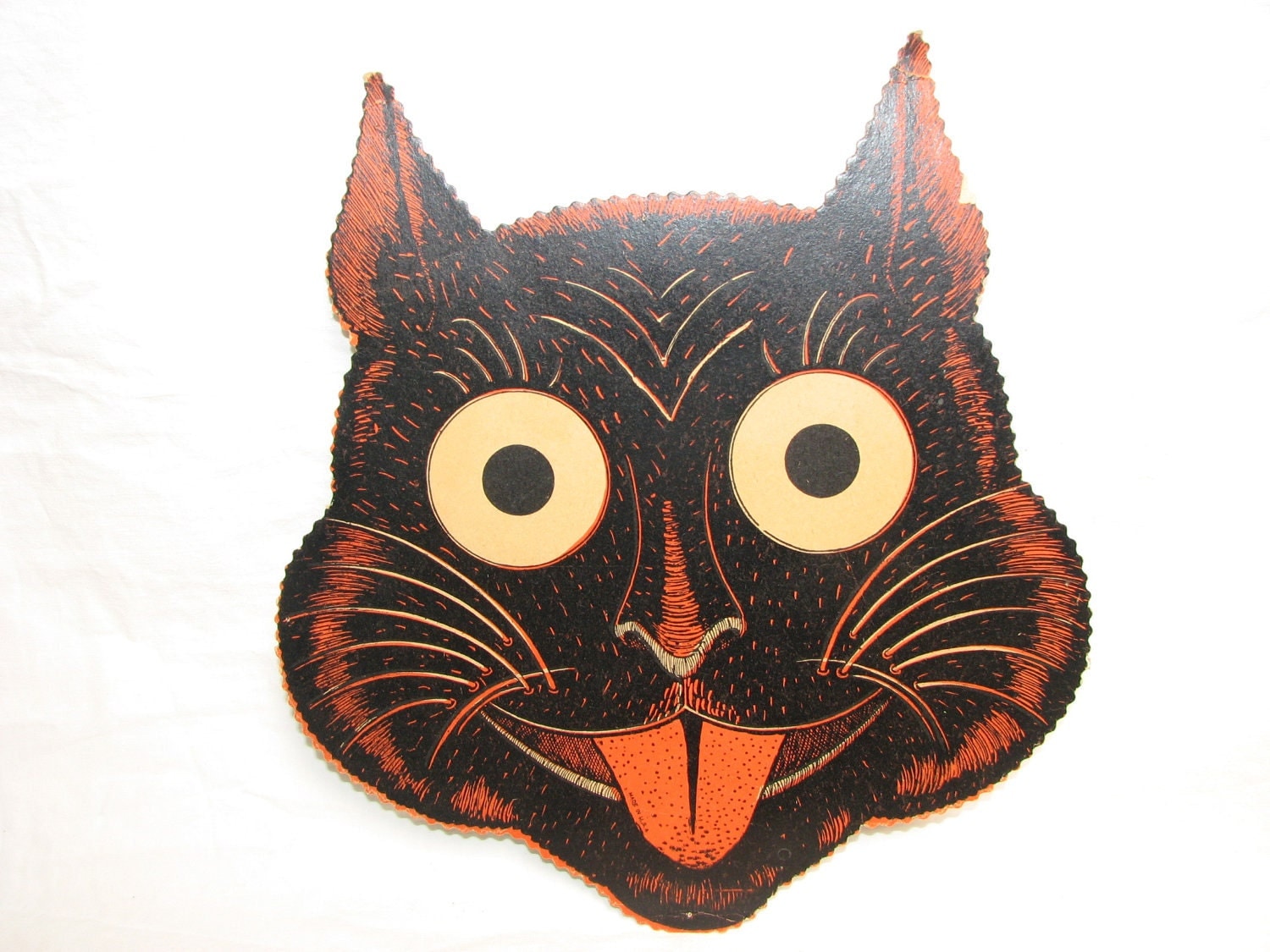 Mid Century Halloween Black Cat Face Mask Cut by thelongacreflea