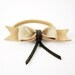 Leather bow elastic ponytail beige holder in grey and green leather. Ready to ship. FREE Combined Shipping