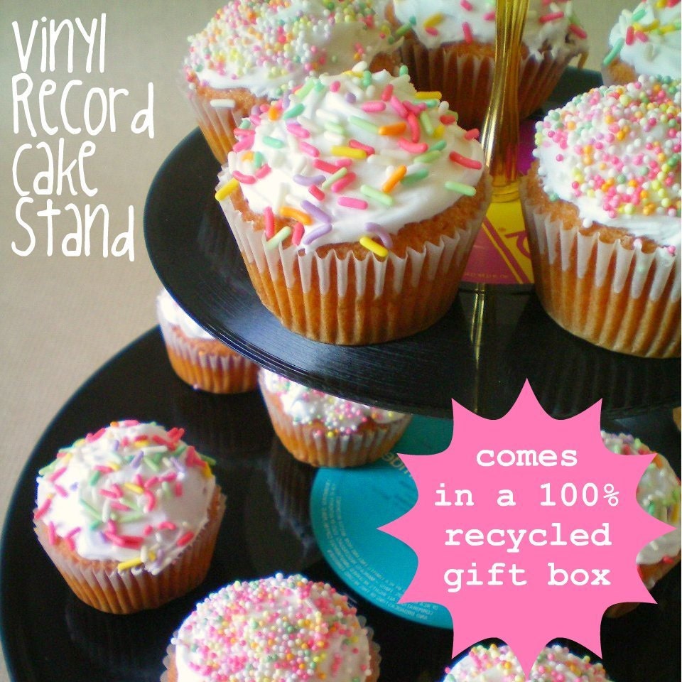 Recycled Vinyl Record Cake Stand