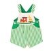 Vintage Baby Romper Jumper Overalls Green White Striped Giraffe Train Onesie 18 Months