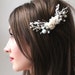natural bridal hair piece comb - dried natural ivory flowers and pearls - SALE