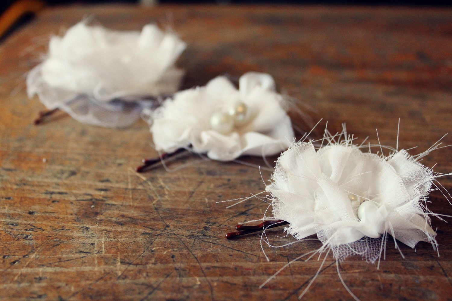 chiffon and tulle bridal hair piece in white with bandeau