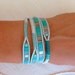 Macrame and Beaded Wrap Bracelet in Teal With Pistachio Indian Leather and Button Clasp