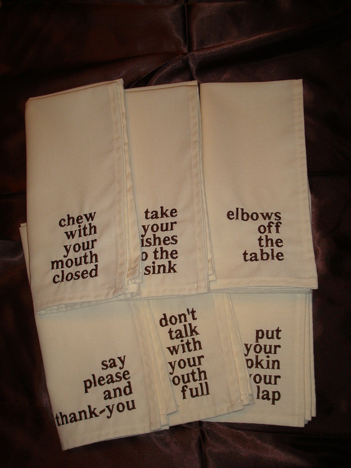 Embroidered Table Manners Cloth Dinner NapkinsSet